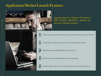 Application market launch features ppt powerpoint presentation professional