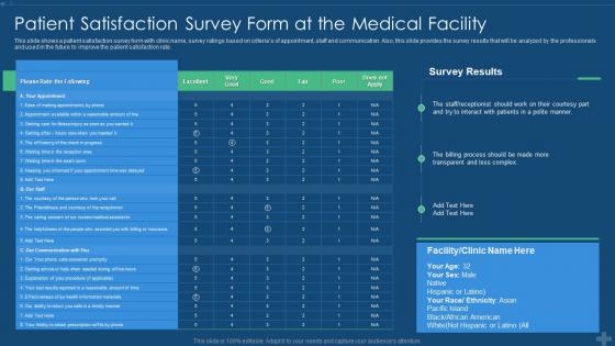 Application of patient satisfaction strategies patient satisfaction survey form at the medical facility