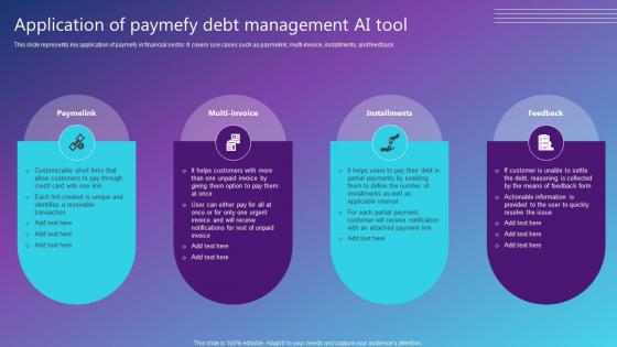 Application Of Paymefy Debt Management AI Tool Best AI Solutions Used By Industries AI SS V