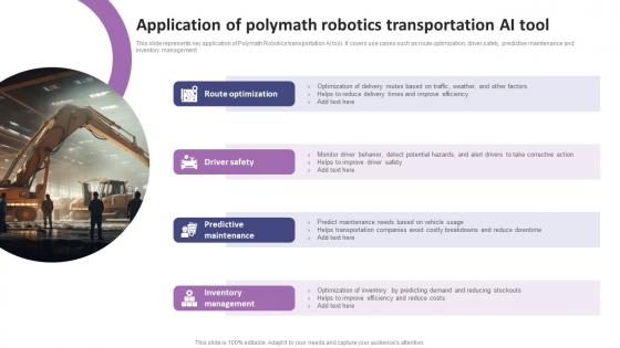 Application Of Polymath Robotics Transportation AI Tool List Of AI Tools To Accelerate Business AI SS V