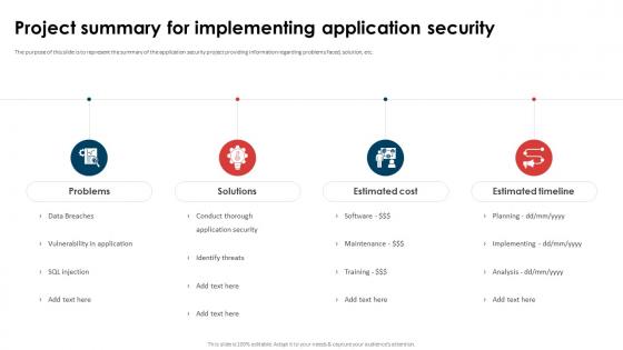 Application Security Implementation Plan Project Summary For Implementing Application Security