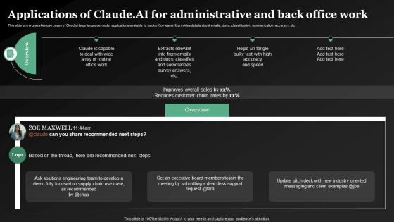 Applications Of Claude AI For Administrative And Back ClaudeAI The Future Of AI Chatbots AI SS V