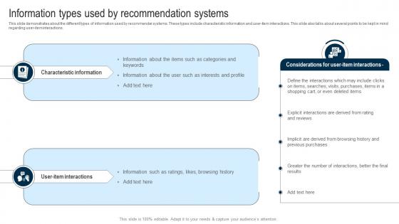 Applications Of Filtering Techniques Information Types Used By Recommendation Systems