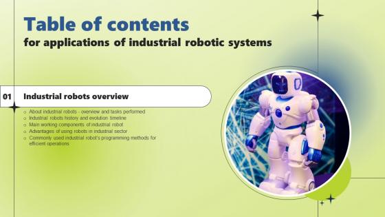 Applications Of Industrial Robotic Systems For Table Of Contents