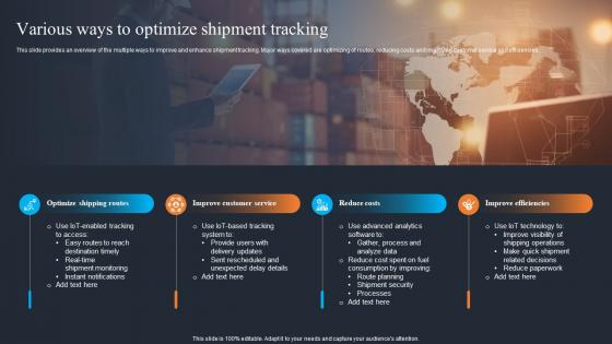 Applications Of IOT Various Ways To Optimize Shipment Tracking IOT SS