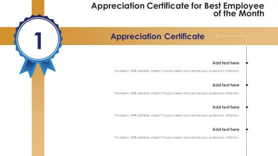 Appreciation certificate for best employee of the month infographic template