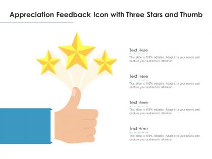 Appreciation feedback icon with three stars and thumb