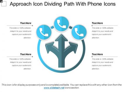 Approach icon dividing path with phone icons