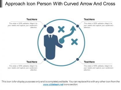 Approach icon person with curved arrow and cross