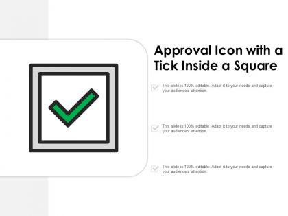 Approval icon with a tick inside a square