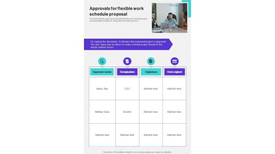 Approvals For Flexible Work Schedule Proposal One Pager Sample Example Document