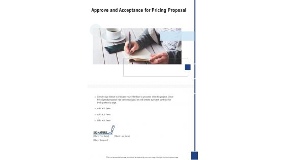 Approve And Acceptance For Pricing Proposal One Pager Sample Example Document