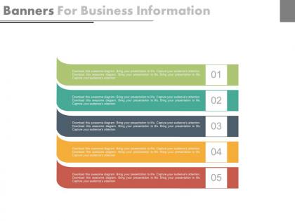 Apt five staged banners for business information flat powerpoint design