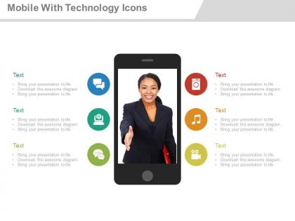 Apt mobile with icons technology application flat powerpoint design