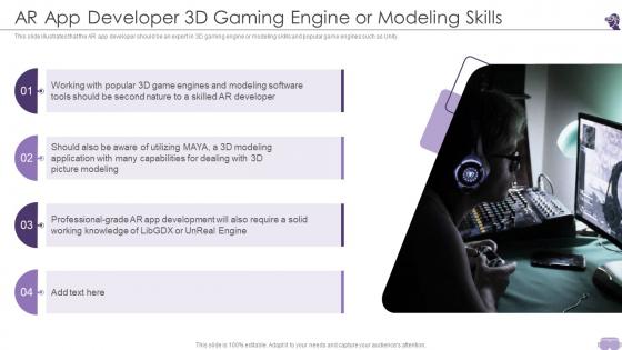 AR App Developer 3d Gaming Engine Or Modeling Skills Ppt Outline Example