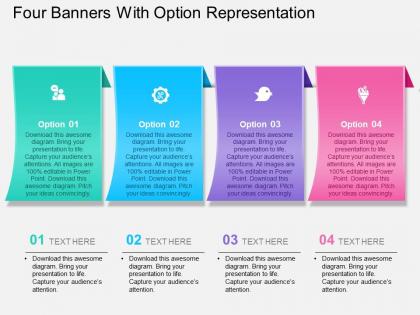 Ar four banners with option representation powerpoint template