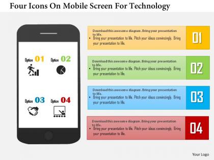 Ar four icons on mobile screen for technology powerpoint templets