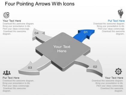 Ar four pointing arrows with icons powerpoint template