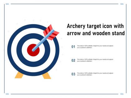 Archery target icon with arrow and wooden stand