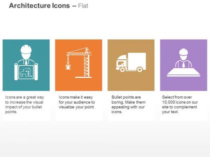 Architecture plan crane shipping truck plan ppt icons graphics