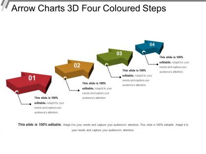Arrow charts 3d four coloured steps