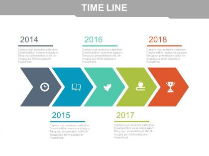 Arrow design timeline with business icons powerpoint slides