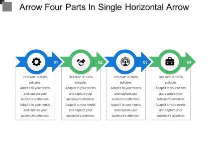 Arrow four parts in single horizontal arrow