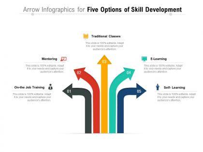 Arrow infographics for five options of skill development