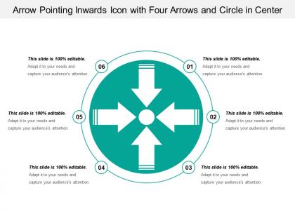 Arrow pointing inwards icon with four arrows and circle in center