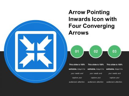 Arrow pointing inwards icon with four converging arrows