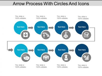 Arrow process with circles and icons