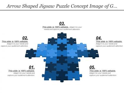 Arrow shaped jigsaw puzzle concept image of growth success and building a business
