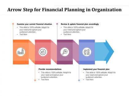 Arrow step for financial planning in organization