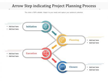 Arrow step indicating project planning process