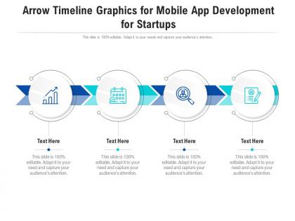 Arrow timeline graphics for mobile app development for startups infographic template