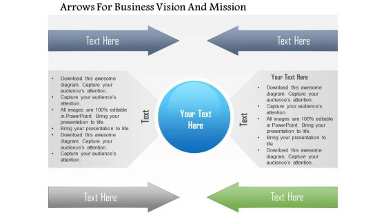 Arrows for business vision and mission powerpoint template