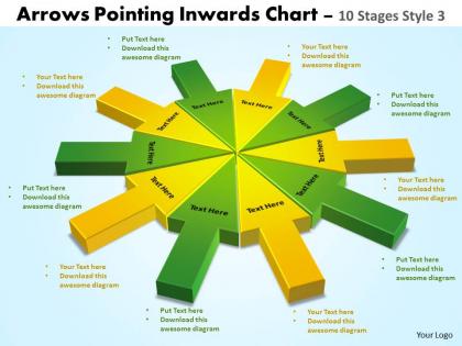 Arrows pointing inwards chart 10 stages style 3 powerpoint 2