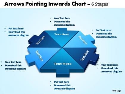 Arrows pointing inwards chart 6 stages editable powerpoint templates