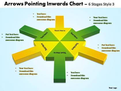 Arrows pointing inwards chart 6 stages style 3 powerpoint templates
