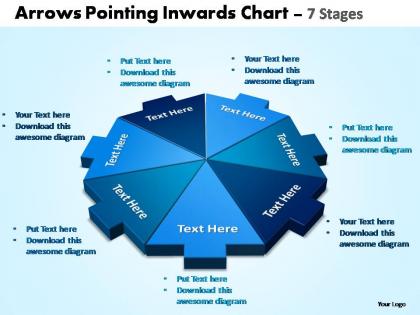 Arrows pointing inwards chart 7 stages editable powerpoint templates