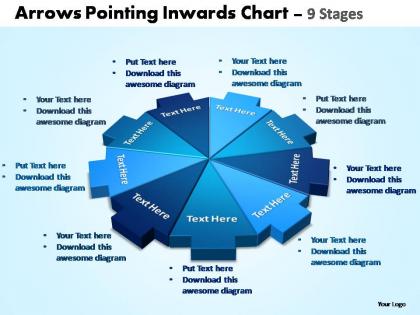 Arrows pointing inwards chart 9 stages powerpoint templates