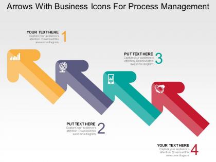 Arrows with business icons for process management flat powerpoint design