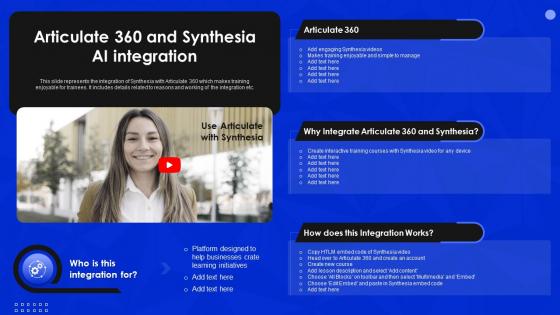 Articulate 360 And Synthesia AI Integration Synthesia AI Video Generation Platform AI SS