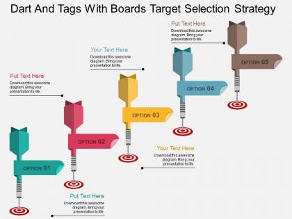 As dart and tags with boards target selection strategy flat powerpoint design