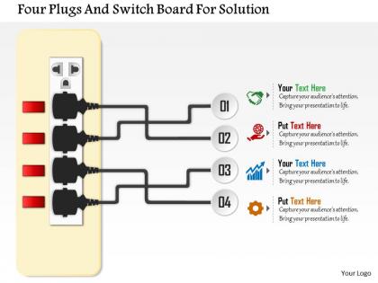 As four plugs and switch board for solution powerpoint templets