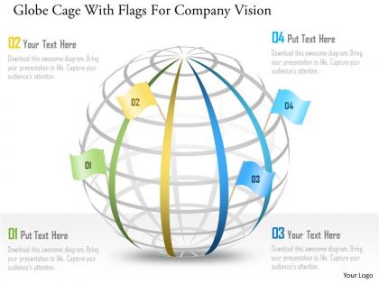 As globe cage with flags for company vision powerpoint template
