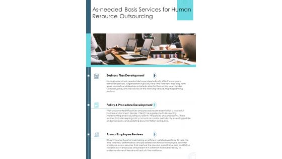 As Needed Basis Services For Human Resource Outsourcing One Pager Sample Example Document