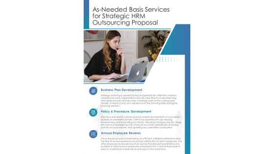 As Needed Basis Services For Strategic HRM Outsourcing One Pager Sample Example Document