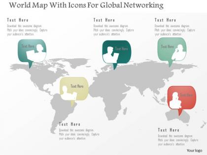 As world map with icons for global networking powerpoint template