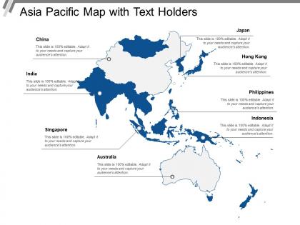 Asia pacific map with text holders